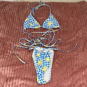 PacSun Blue and Yellow Gingham Bikini
